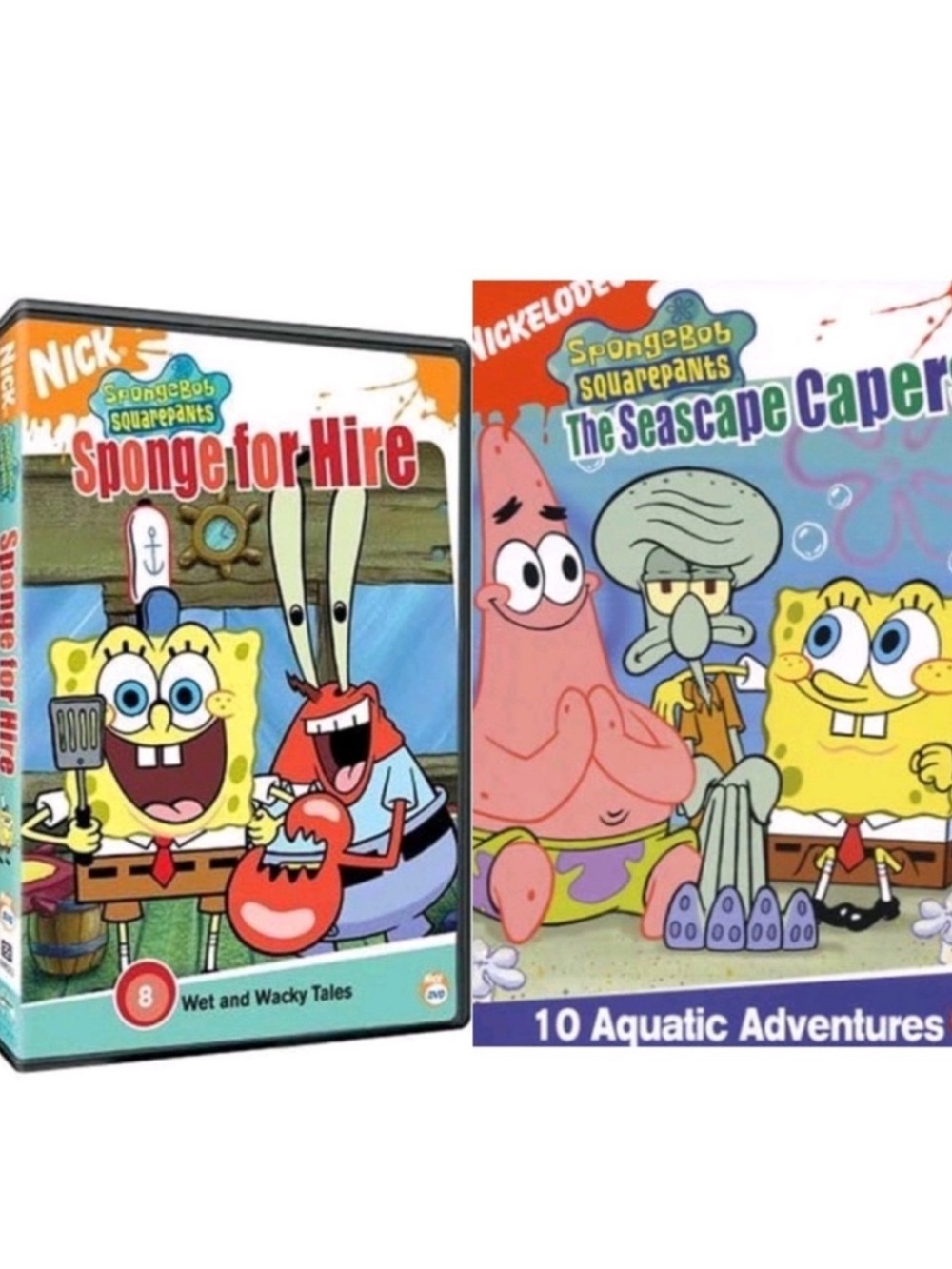 Set of 2 SpongeBob Squarepants DVDs Sponge For Hire and Seaside Capers